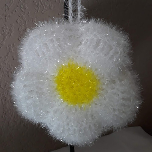 Tawashi fleur de douche ou fleur de vaisselle lavable et durable " blanche " au crochet fait main