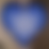 Coeur a suspendre brodé  "flocon argent " en coton bleu 13 x 13 cm dos  coton spécial patch bleu et argent fait main