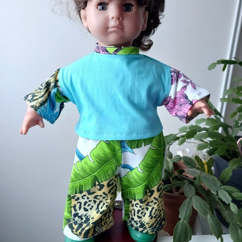 Vêtement de poupée 40/45 cm ensemble tee-shirt et pantalon fait main made in france