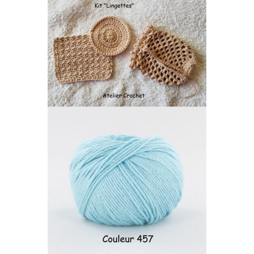 Kit zéro déchet au crochet : lingettes et sachet turquoise