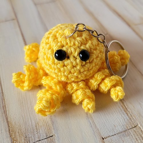 Porte clé pieuvre jaune