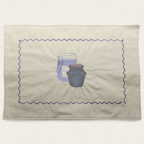 Set de table brodé pot de miel et confiture