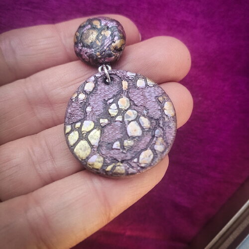 Boucles d’oreilles rondes vieux rose et or – attaches argent 925 couleur or rose