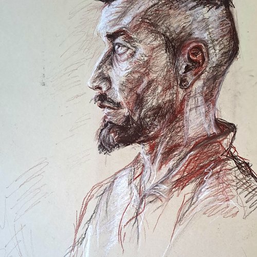 Portrait personnalisé au fusain ou crayon – œuvre originale a2 faite main