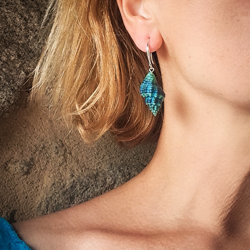 Boucles d'oreilles coquillages naturels peints à la main – crochets argent sterling 925