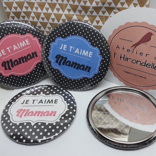Miroir de poche - je t'aime maman