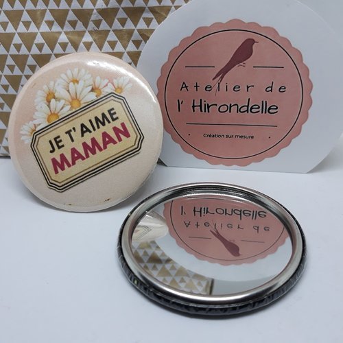 Miroir de poche - je t'aime maman