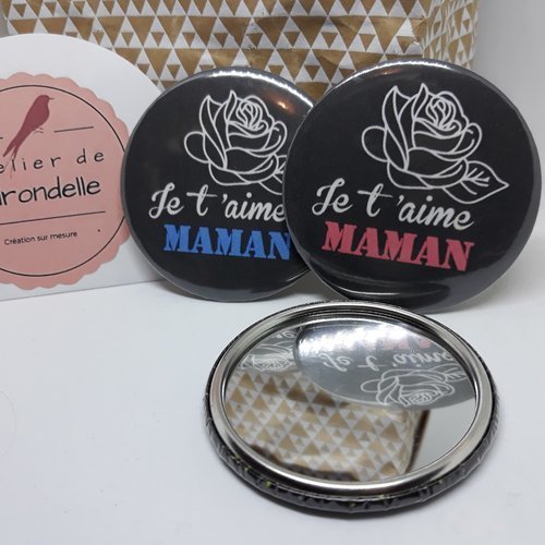 Miroir de poche - je t'aime maman