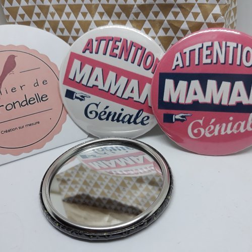 Miroir de poche - attention maman géniale
