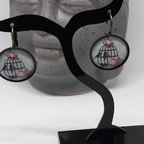 Boucles d'oreilles cabochon oiseaux