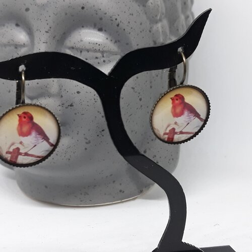 Boucles d'oreilles cabochon oiseaux