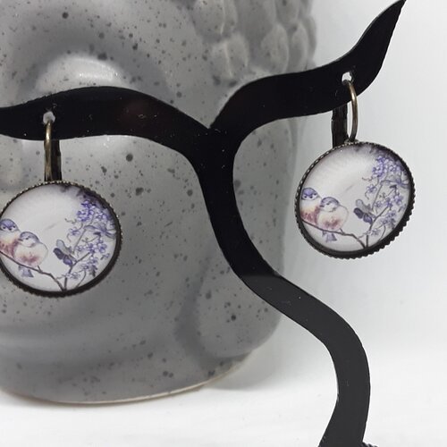 Boucles d'oreilles cabochon oiseaux