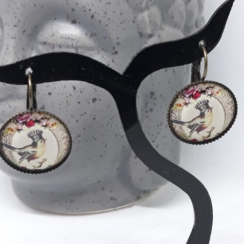 Boucles d'oreilles cabochon oiseaux
