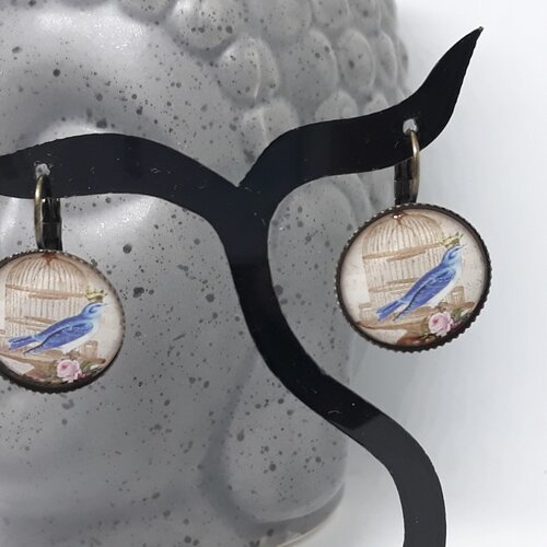 Boucles d'oreilles cabochon oiseaux