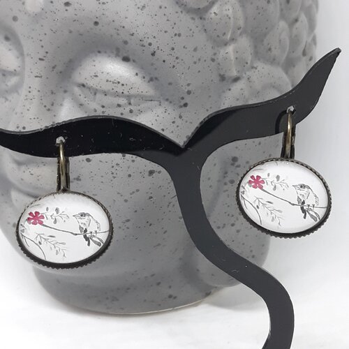 Boucles d'oreilles cabochon oiseaux
