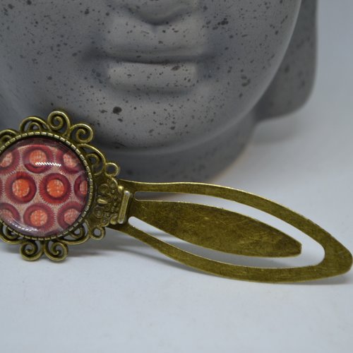 Marque-pages cabochon ronds rouge-bordeau-orange
