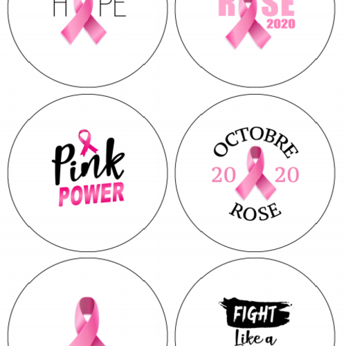 Octobre rose - badge, miroir, décapsuleur, aimant, epingle, ...