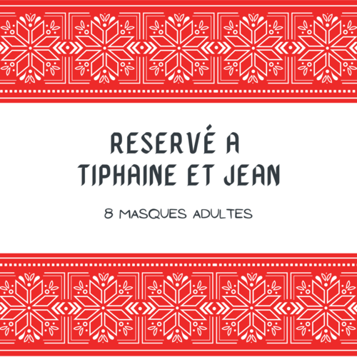*** reserve a tiphaine/jean *** lot de 8 masques de protection en tissu - taille adulte