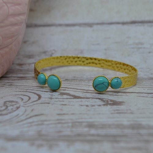 Bracelet jonc doré - turquoise
