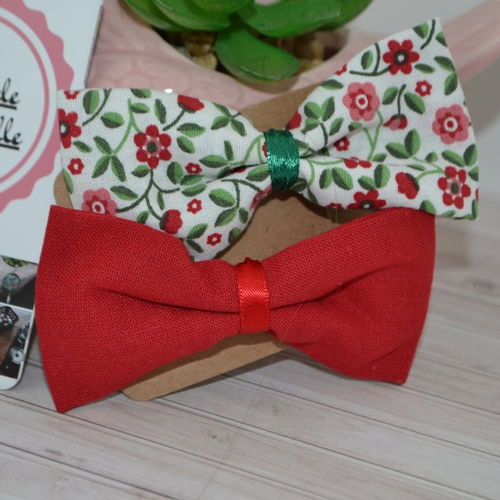 Barrettes nœud-papillon rouges