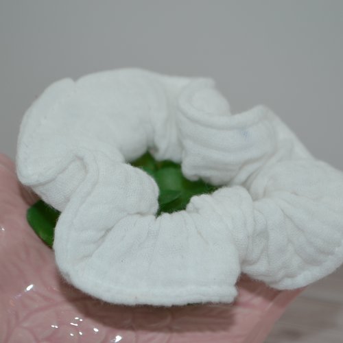 Chouchou double gaze de coton blanc