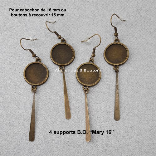 Boucle d'oreilles "mary"  4 supports