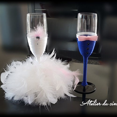 Champagne Mariage verres flûtes Anniversaire Fiançailles Bow son/Hers Cadeau idéal!
