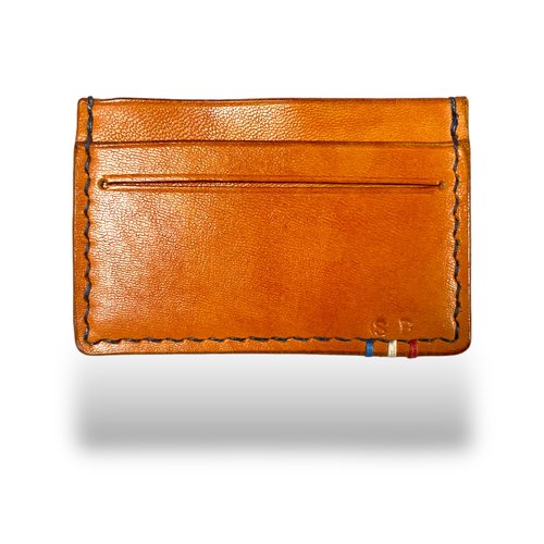 Porte carte “le mini” 100% cuir - orange/fauve