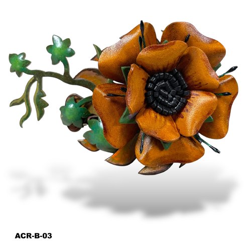 Barette cheveux - fleurs natures 100% cuir