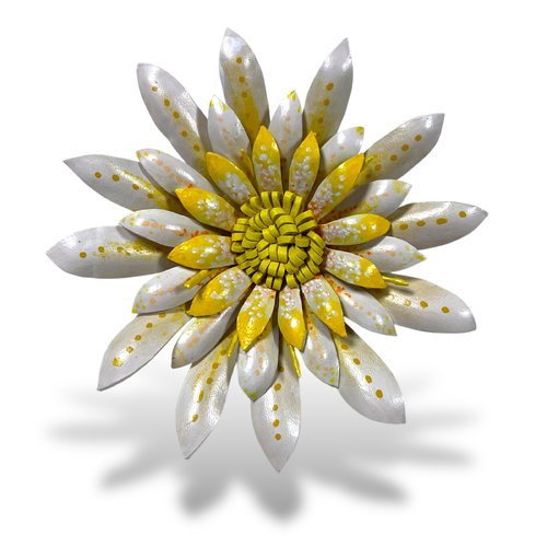 Pince à cheveux - fleur blanche 100% cuir