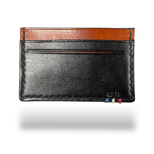 Porte carte “le mini” 100% cuir - noir/fauve