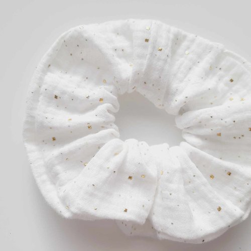 Chouchou /scrunchie blanc/or
