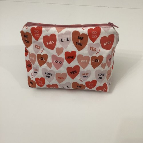 Trousse  à maquillage coton imprimé coeur