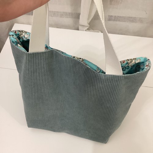 Sac cabas jaune velours côtelé