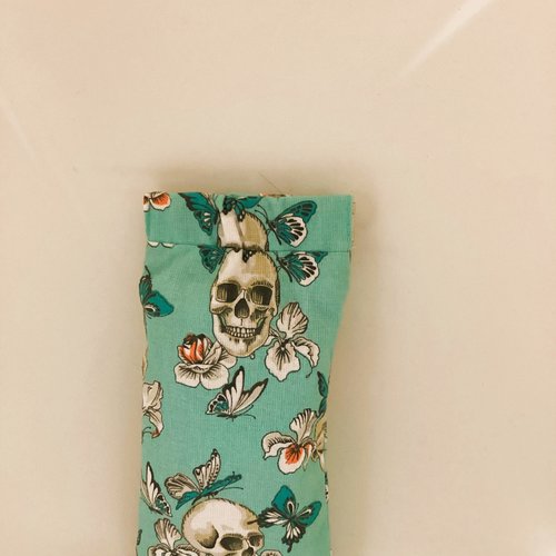 Etui à lunette en tissu coton tête de mort