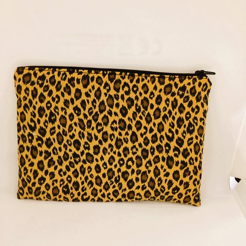 Pochette en tissu coton léopard