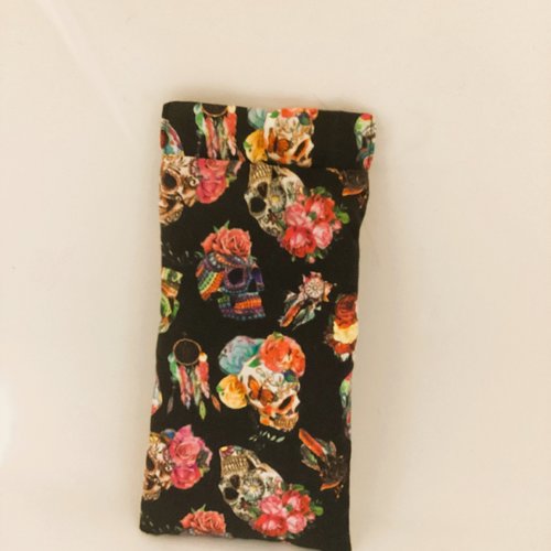 Etui à lunette en tissu coton tête de mort