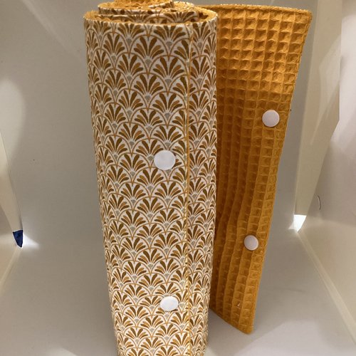 Essuie tout lavable en tissu japonais moutarde