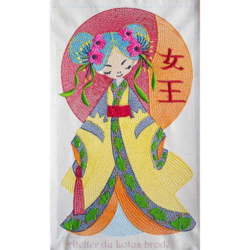 Fichier broderie machine "jeune fille japonaise".