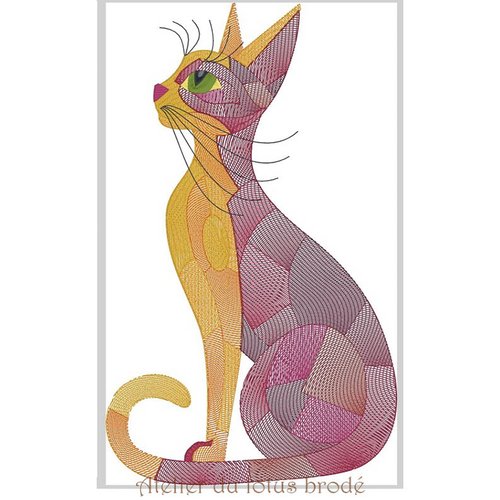 Fichier broderie machine" chat d'inspiration cubiste"