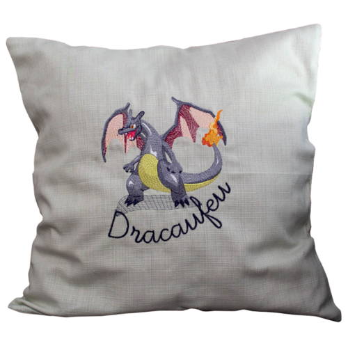 Housse de coussin -coton biologique- dragon brodé-40*40cm- coussin non inclus.