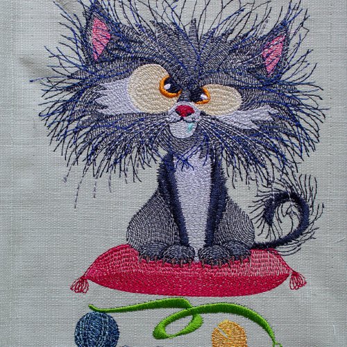 Fichier broderie machine- chaton grognon- collection bestiaire brodé