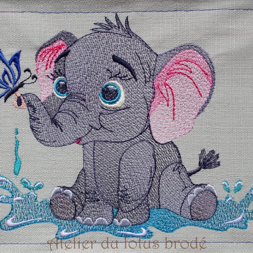 Eléphanteau et le paillon- fichier broderie machine- collection bestiaire brodé