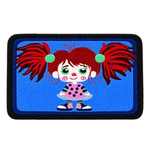 Tapis tufté fait main- petite fille avec deux couettes- 98*75cm