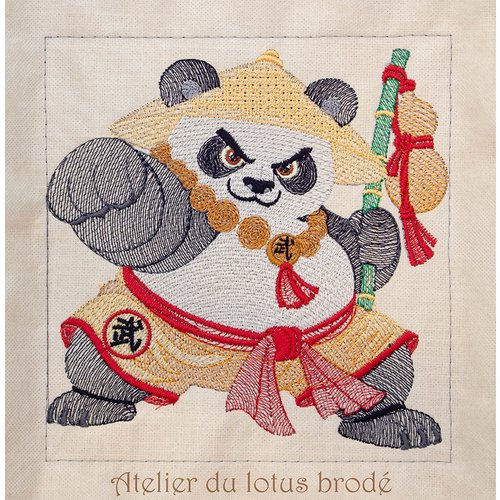 Fichier broderie machine- panda- panda kiba dachi