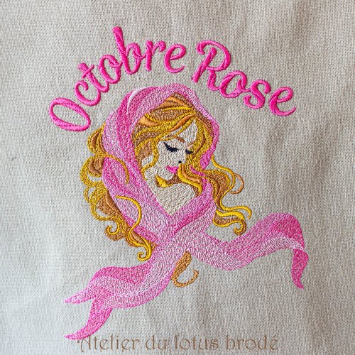 Fichier broderie machine- « octobre rose » – portrait femme au ruban