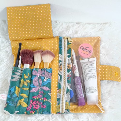 Pochette à maquillage imperméable, fait main