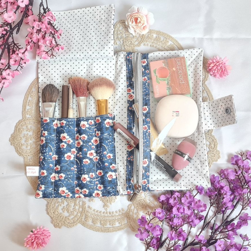 Pochette à maquillage imperméable, fait main