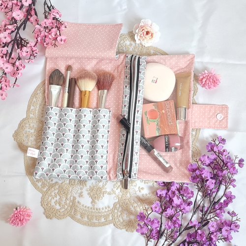 Pochette à maquillage imperméable, fait main
