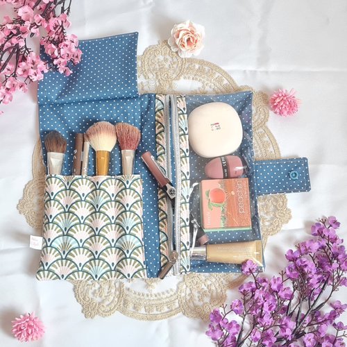 Pochette à maquillage imperméable, fait main